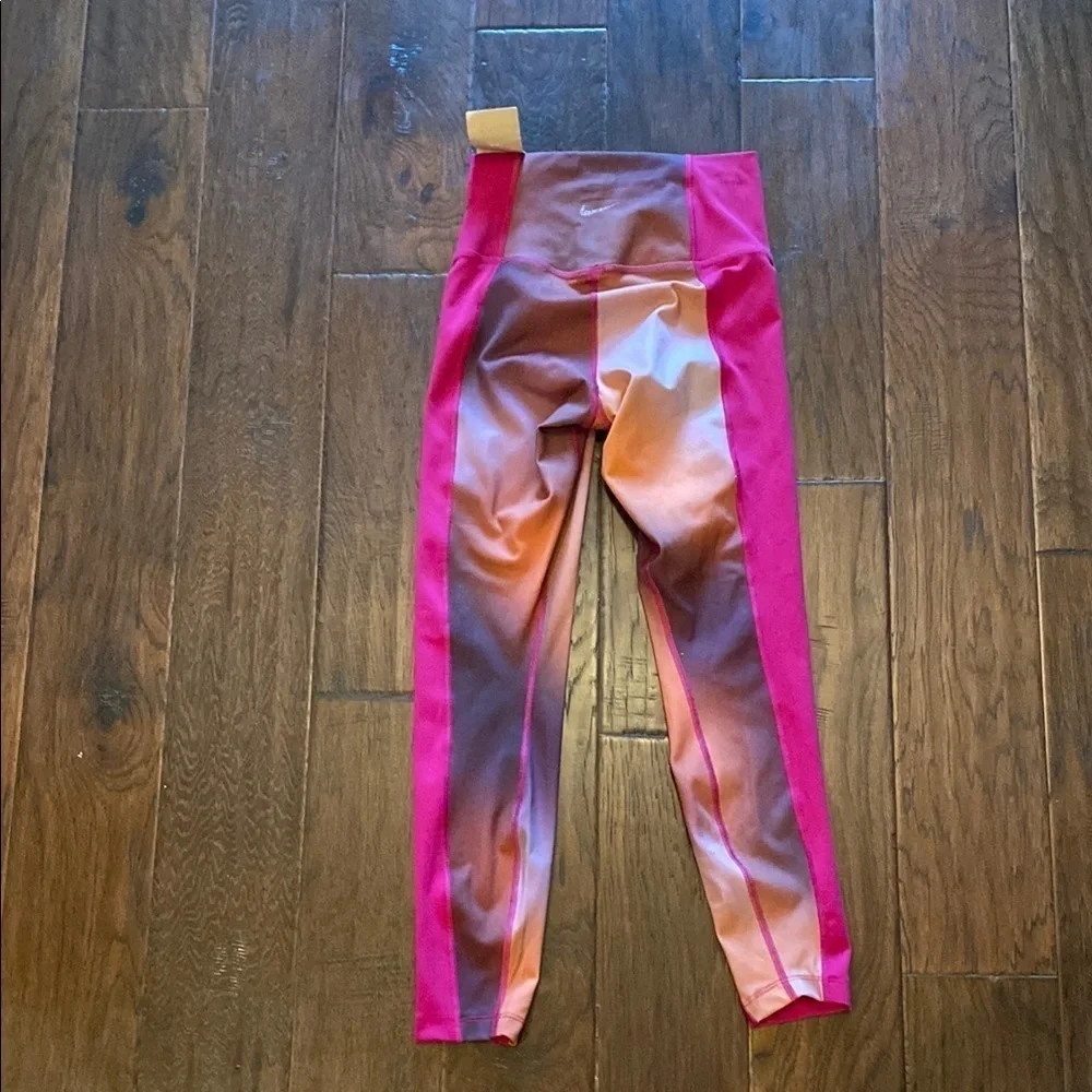 Nike Yoga Dri-Fit Vibrant Pink and Orange Performance Leggings Size S